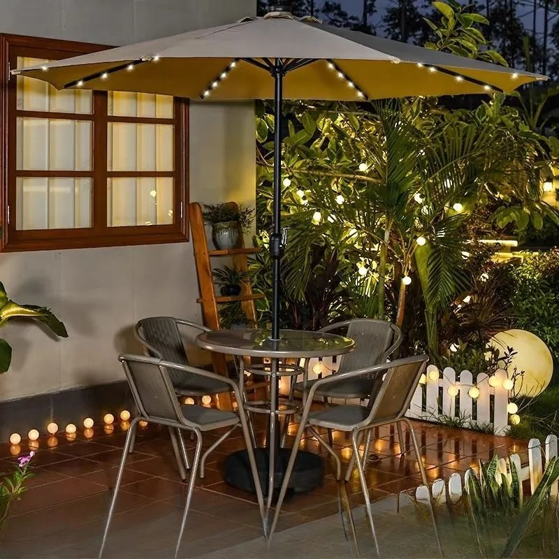 Outdoor tables and chairs with umbrellas Parasol Outdoor courtyard leisure umbrella Party yard entrance Central column umbrella