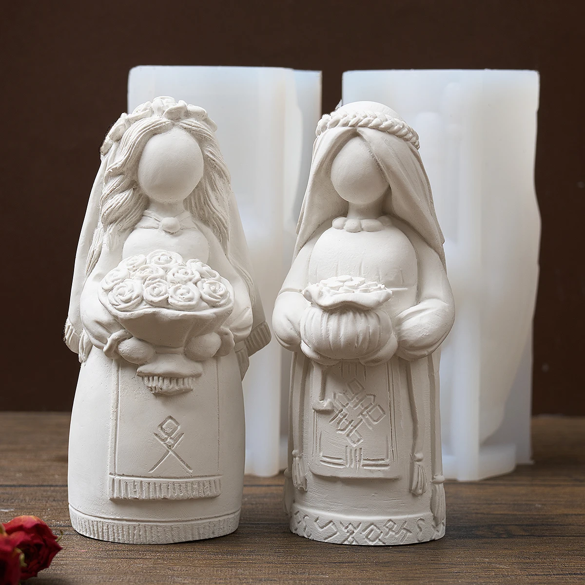 3D Virgin Mary Silicone Candle Mold DIY Concrete Plaster Pouring Holding Flower Money Girl Molds Festive Craft Gifts Ornaments