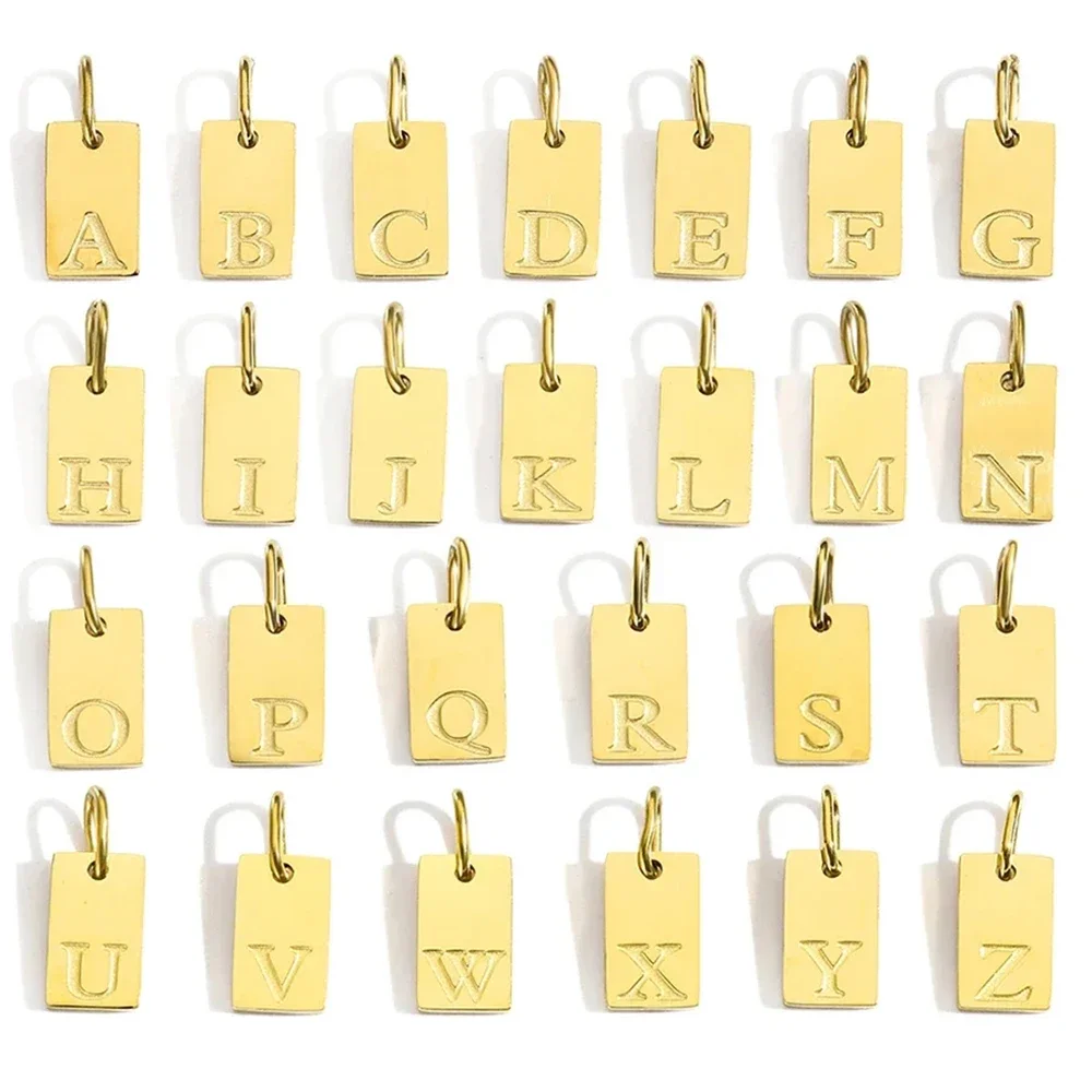 Simple Initial Name 10PCS A-Z Letter Charm Gold Plated Stainless Steel Pendant Necklace Fashion Jewelry Supplies Birthday Gift