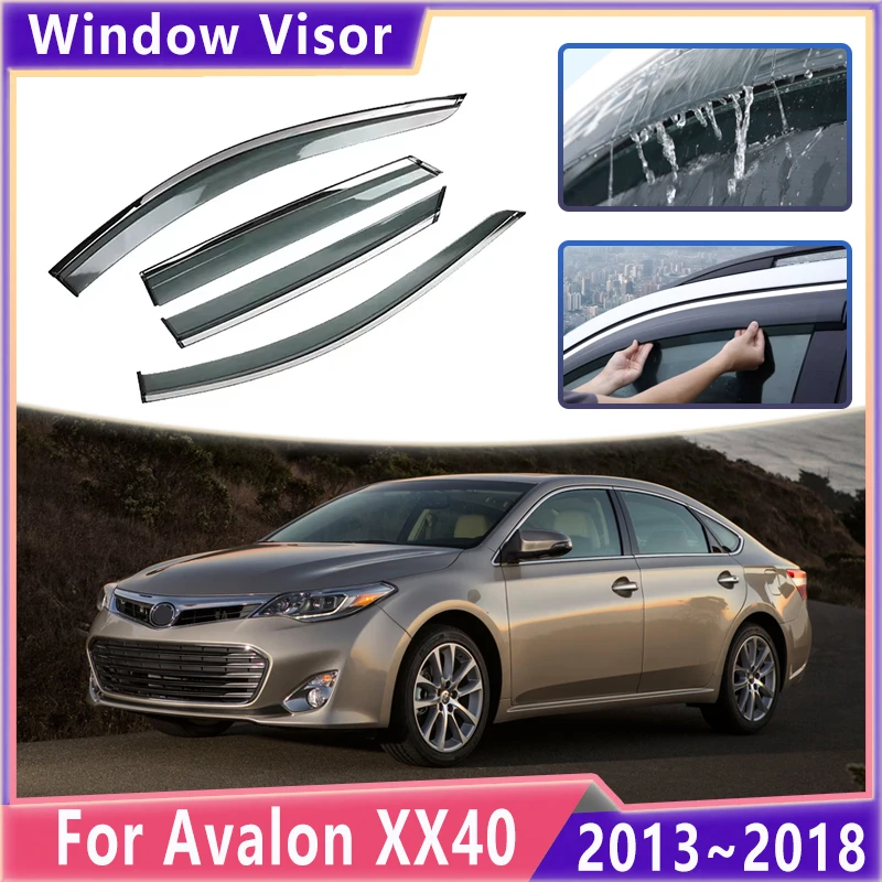 

Автомобильный оконный козырек для Toyota Avalon XX40 MK4 2013 ~ 2018 2015 2017, защита от дождя и бровей, солнцезащитные щитки от дождя, тент, дефлектор, аксессуары