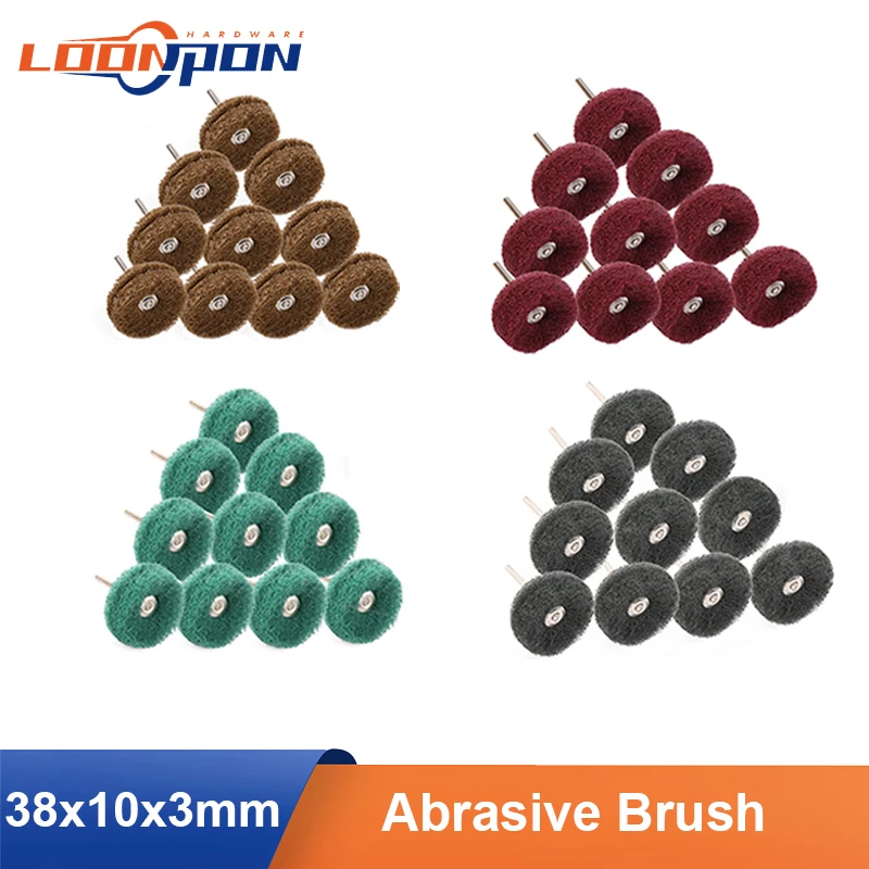 

Loonpon 38mm Abrasive Wheel Buffing Polishing Wheel Set Burr Brush For Rotary Tool Accessories 1/8" 3mm Shank Metal Rust Remover