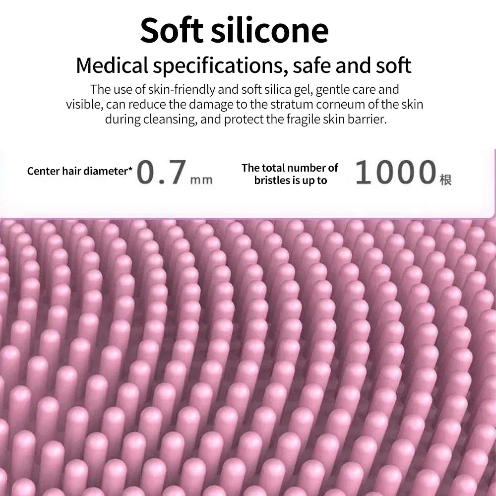 2 in 1 Electric Silicone Facial Cleansing Brush Charging Cleaner Ultrasonic Deep Cleaning Pores Hot Compress Massage Care Device