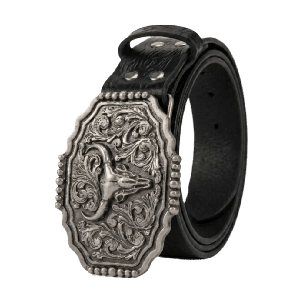 Vintage PU Leather Western Cowboy Belt Luxury Design Trendy Brand Business Casual Belt Embossed Ox Head Waistband for Men