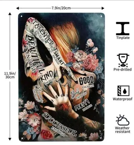 TATTOO TIN SIGN GIRL WITH TATTOOS TATTOO PARLOR ART WALL MAN CAVE ART - ROSES sign sign
