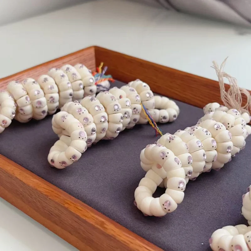 Handmade Powder Paw Large Intestine Buddha Bead Bone Dice Jade Transformation Bracelet
