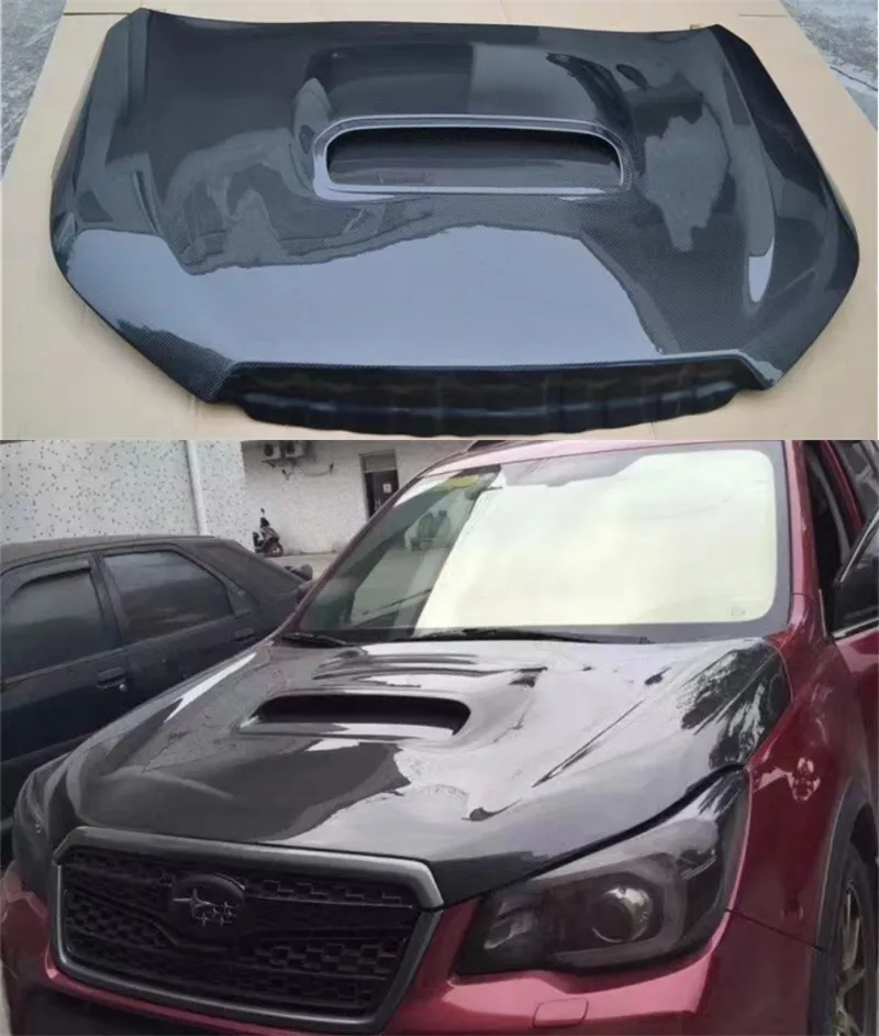 High Quality Real Carbon Fiber Front Bumper Engine Hood Vent Cover Fits For Subaru Forester 2013-2018