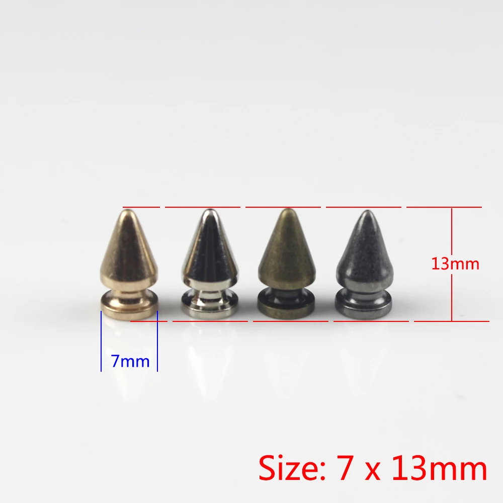 10pcs Solid Metal Screwback Cone Studs Bullet Spikes Punk Rivets for Leather Craft Bag Garmet Shoes Decor Pet Collar Anti-bite