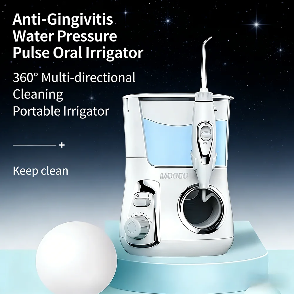 

Электрический ирригатор для чистки зубов, 10 режимов, 800 мл, настольный, семейный набор для ухода за полостью рта с 5 многофункциональными насадками