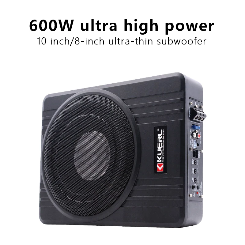 8/10 Polegada 12v modificação de áudio universal do carro subwoofer ultra-fino de alta potência ativo rms 150w liga de alumínio alto-falante do carro