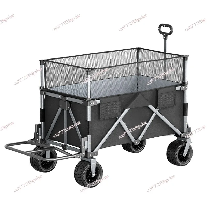 

Foldable camping cart, trailer model, outdoor hand push picnic cart, camp trailer, trolley behind