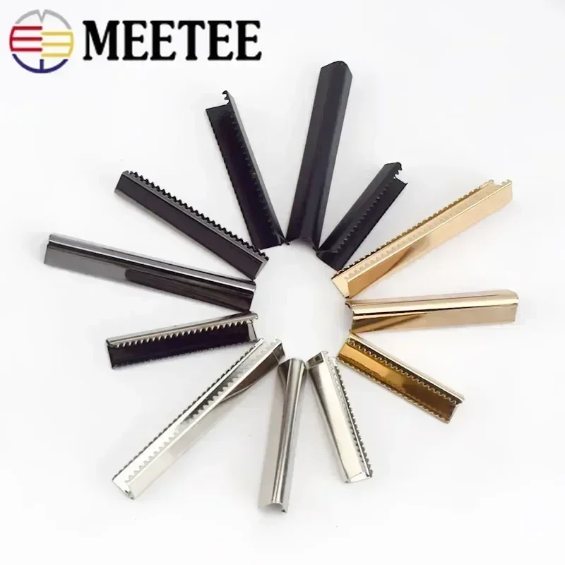 Meetee 10 pz 10-60mm cinturino in metallo coda clip fibbia bretelle cintura estremità serratura portafoglio fermacorda in pelle fibbie accessori fai da te