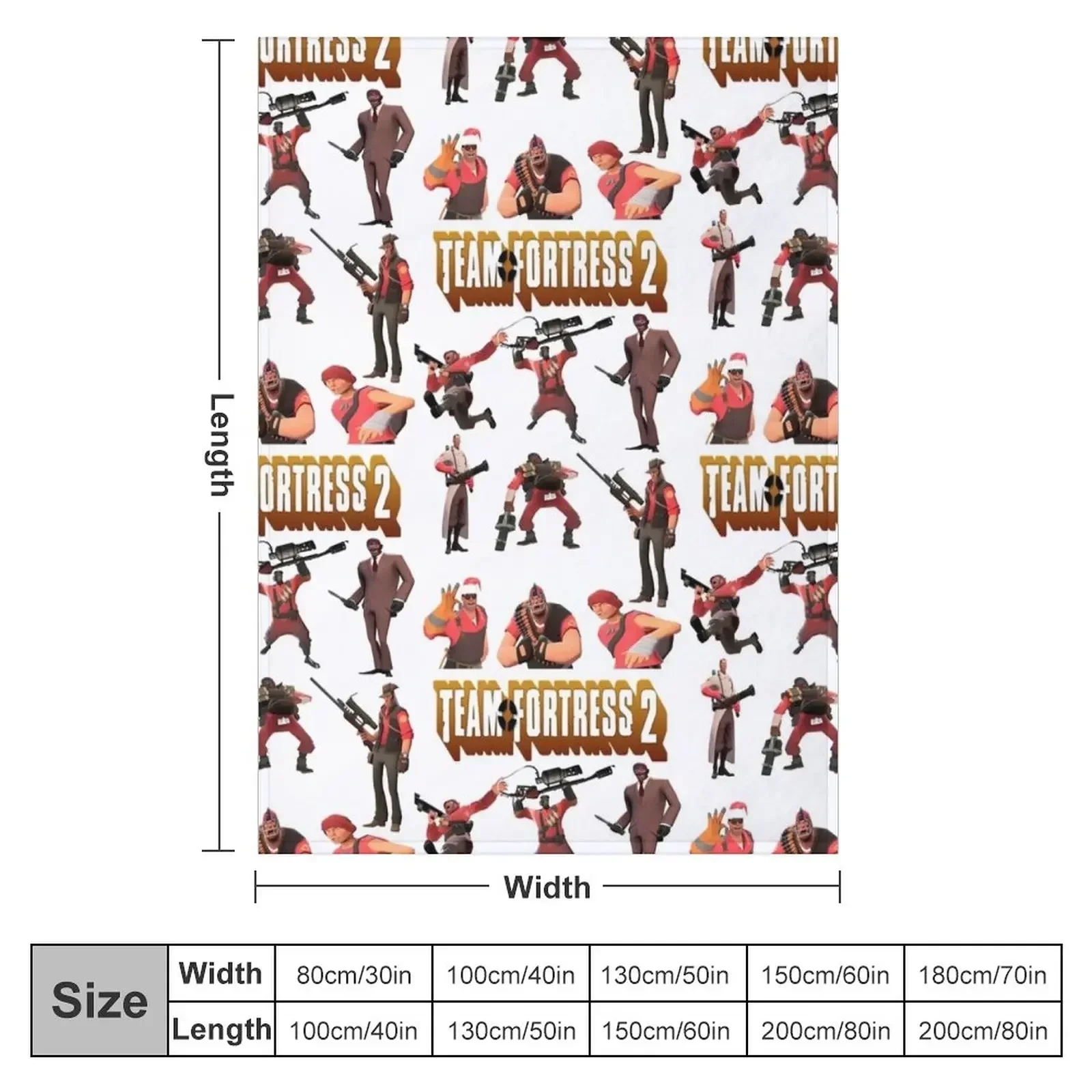 Team Fortress 2 - All Characters / Classes with TF2 Logo Throw Blanket Extra Large Throw Large Blankets