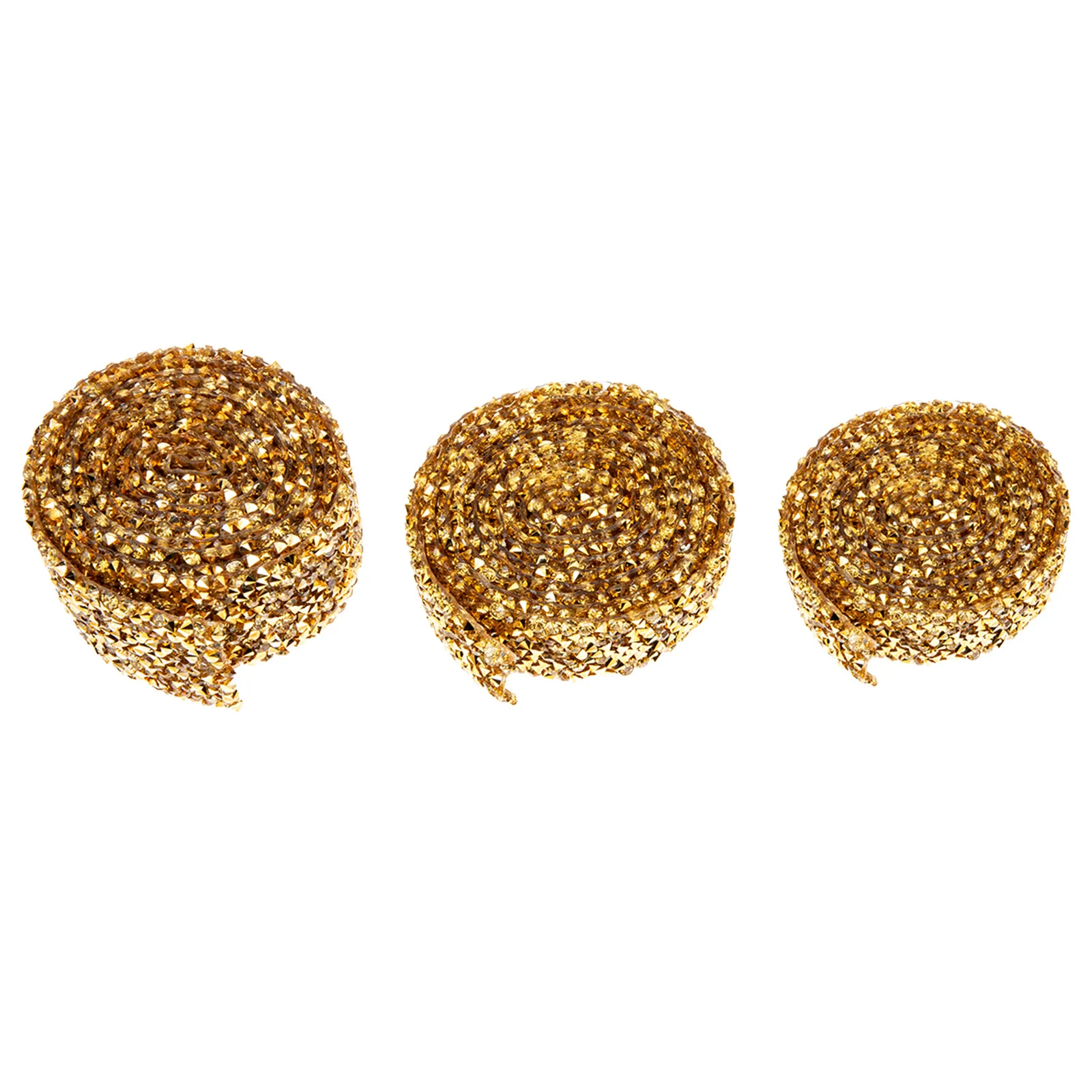 

3Pcs Rhinestone Diamond Ribbon Rolls Cuttable Hot Melt Glue Back for Wedding Bridal Veil Belt Bags Shoes DIY Crafts