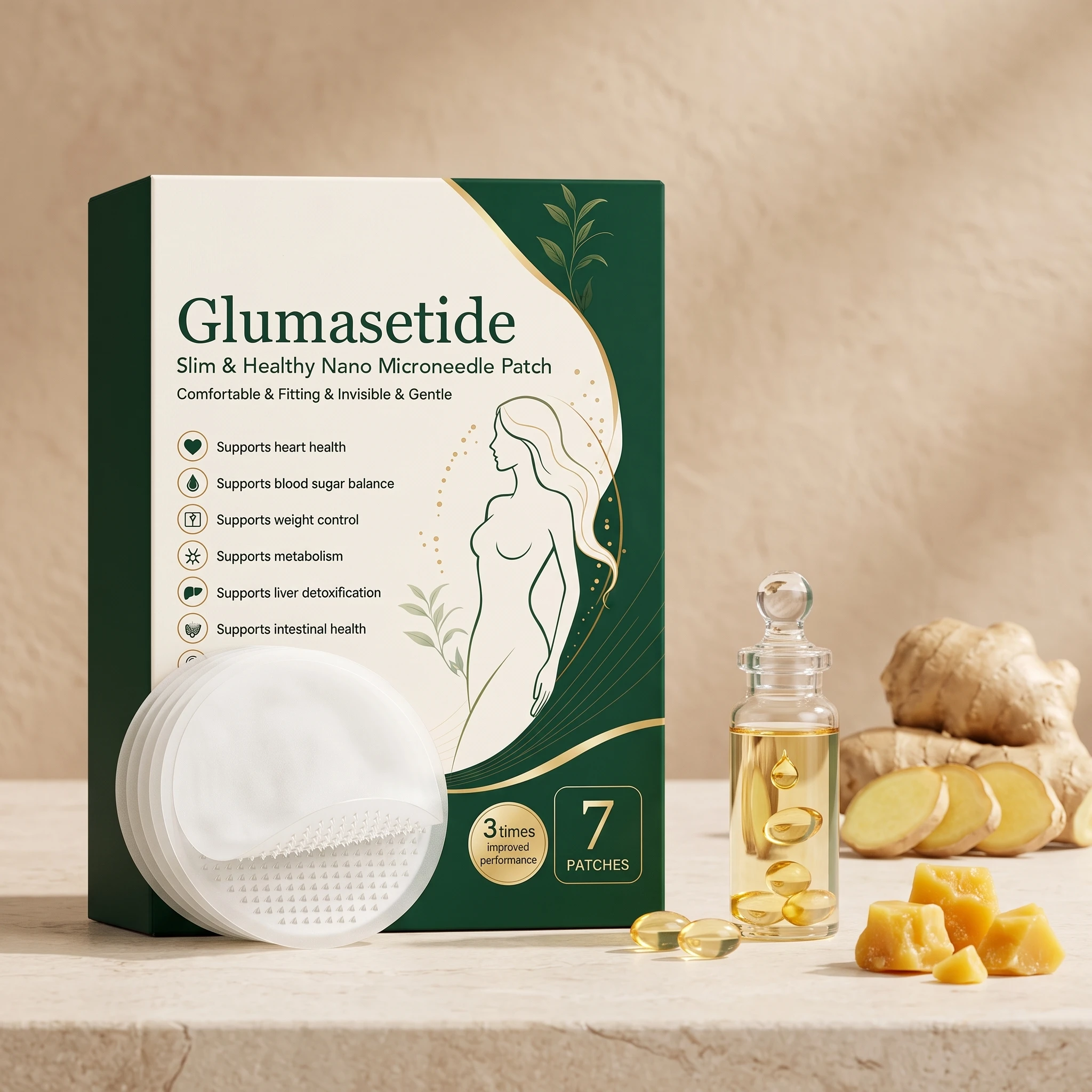 Slim & Healthy Nano Microneedle Patches, Vitamin E & Ginger Root Oil Infused, Invisible Comfort Body Patch for Nourishing Smooth