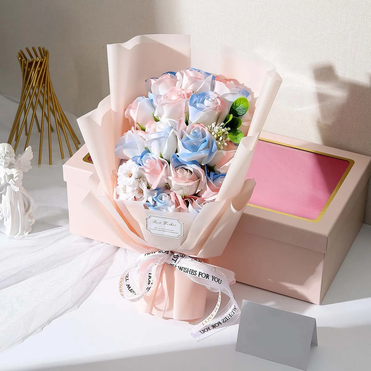 Artificial Soap Flower Rose Bouquet Gift Bags Valentine\'s Day Birthday Gift Wedding Home Decor 18 Rose Soap Bouquet Gift box