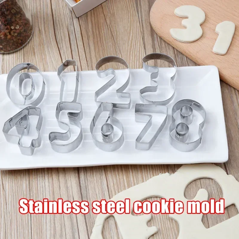 9 pz 0-8 numero forma biscotto biscotto taglierina stampo in acciaio inox torta taglio medio digitale biscotto stampo Set di strumenti di cottura