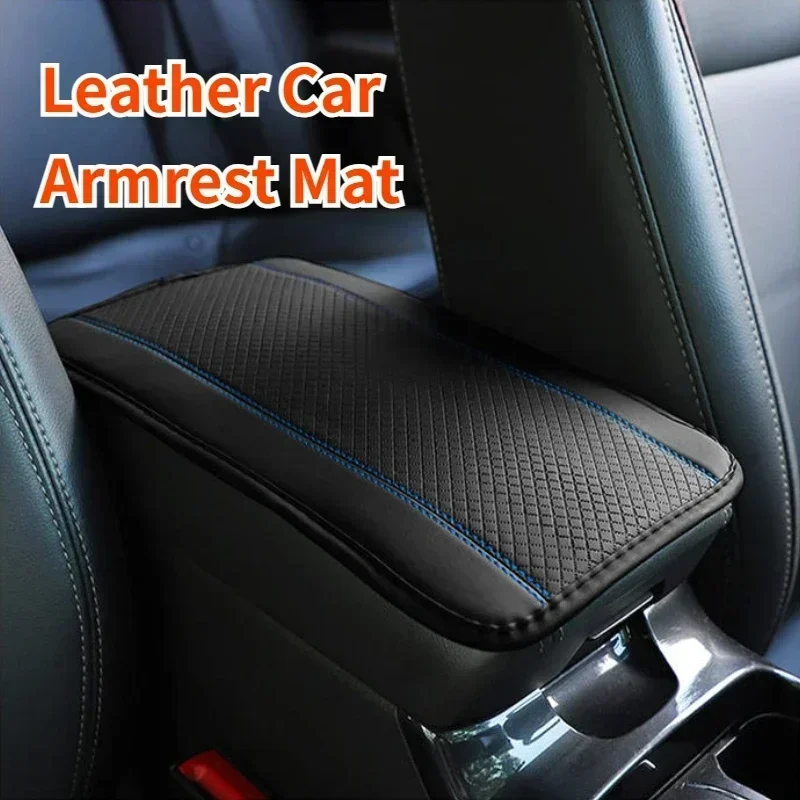Car Armrest Cover Mat Universal PU Leather Ethnic Style Print Waterproof Non Slip Storage Box Pad Auto Styling Interior Accessor