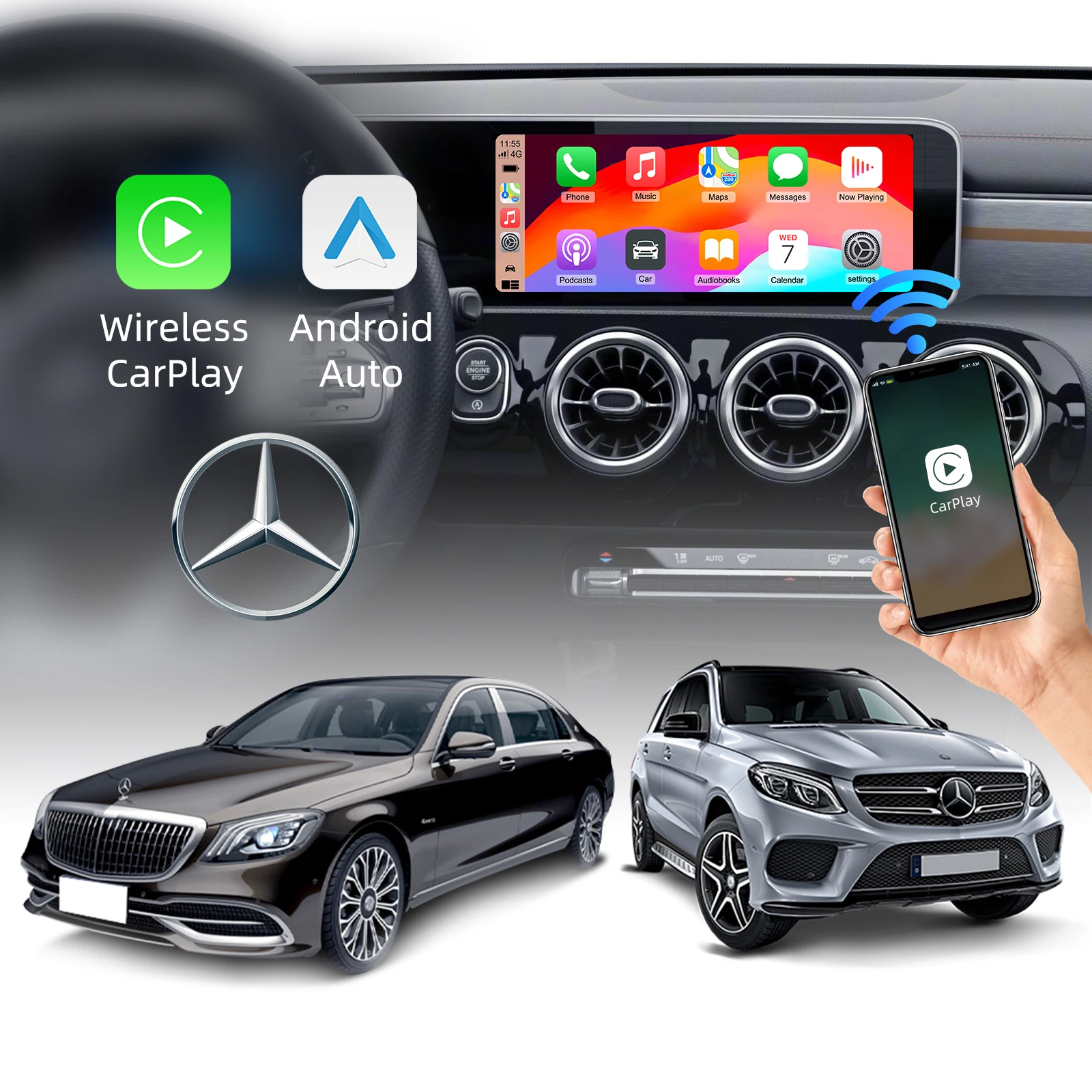 EZonetronics Wireless CarPlay Android Auto retrofit kit decoder box for Mercedes Benz W176 W246 W218 C117 W212 W216 X156 C253