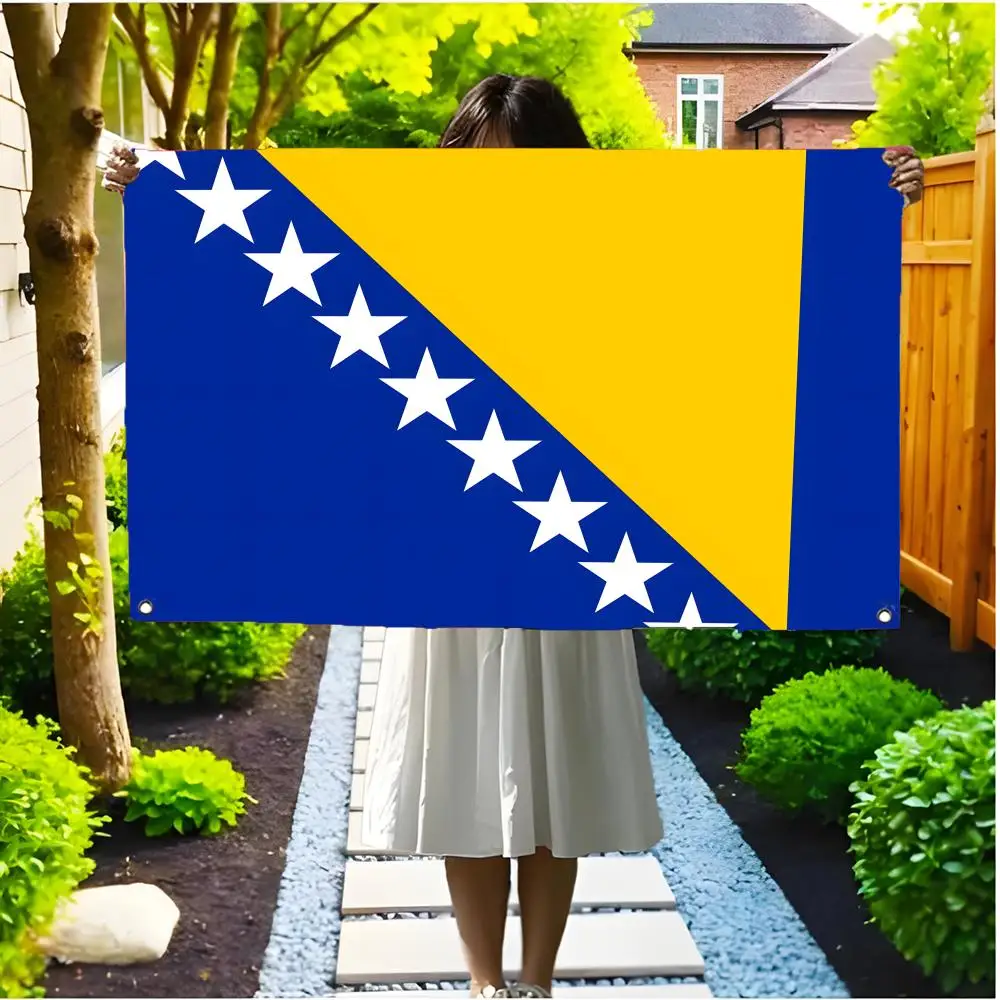 Flag of Bosnia and Herzegovina Flags Edgeless four-ring hanging decor indoor outdoor compatible easy for hanging display