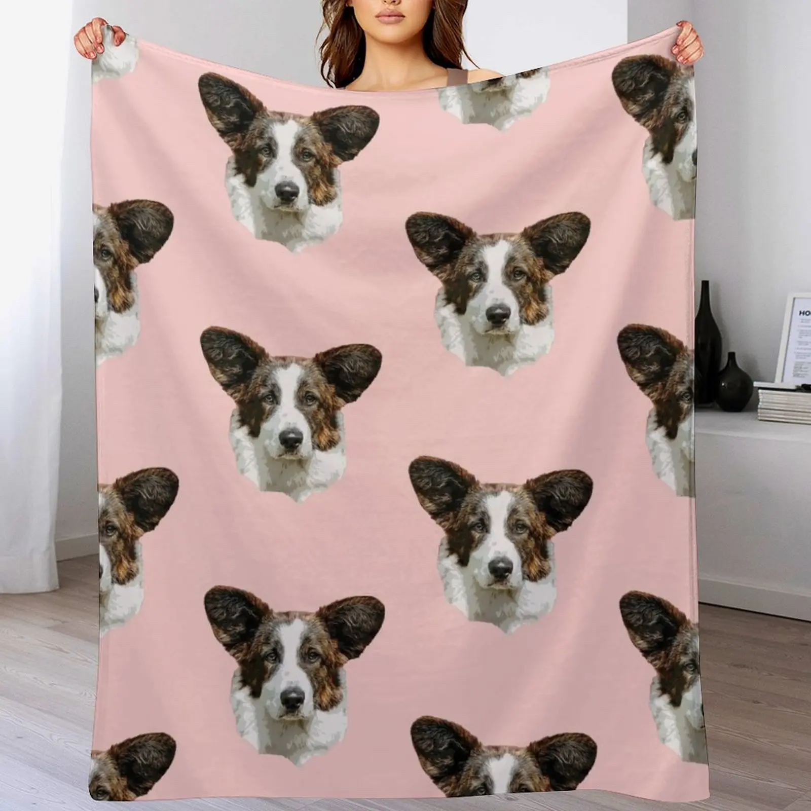 

Corgi Cardigan Brindle Beauty Throw Blanket Bed linens Hair Thin Softest Blankets