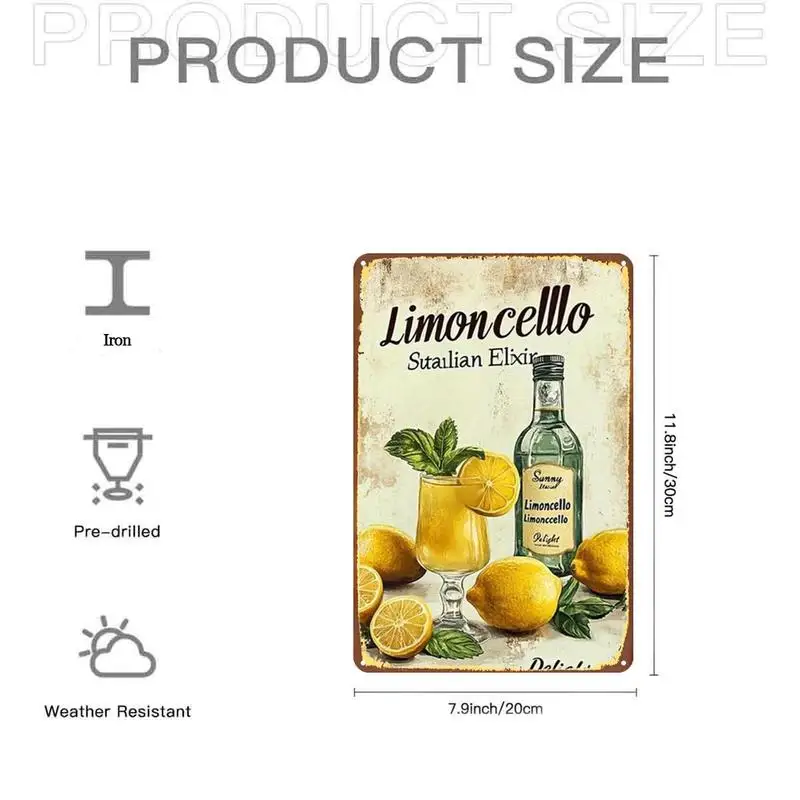 Fun Sunshine Lemonade Elixir Metal Tin Sign，Pre-drilled holes，Suitable for indoor use、Garden、Outdoor、Home
