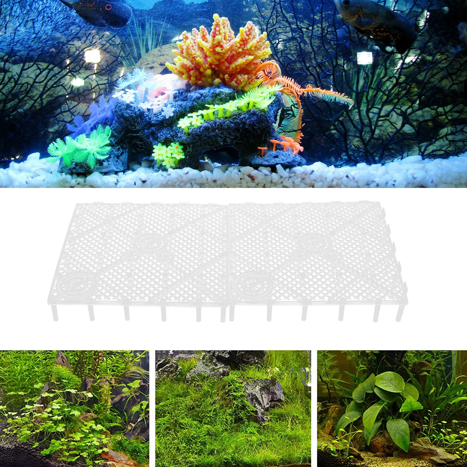 

6pcs Aquarium Filter Plate Multi-Hole Design Strong Water Permeability Smooth Edge Safe Splicing Expandable Dense Hole Layout