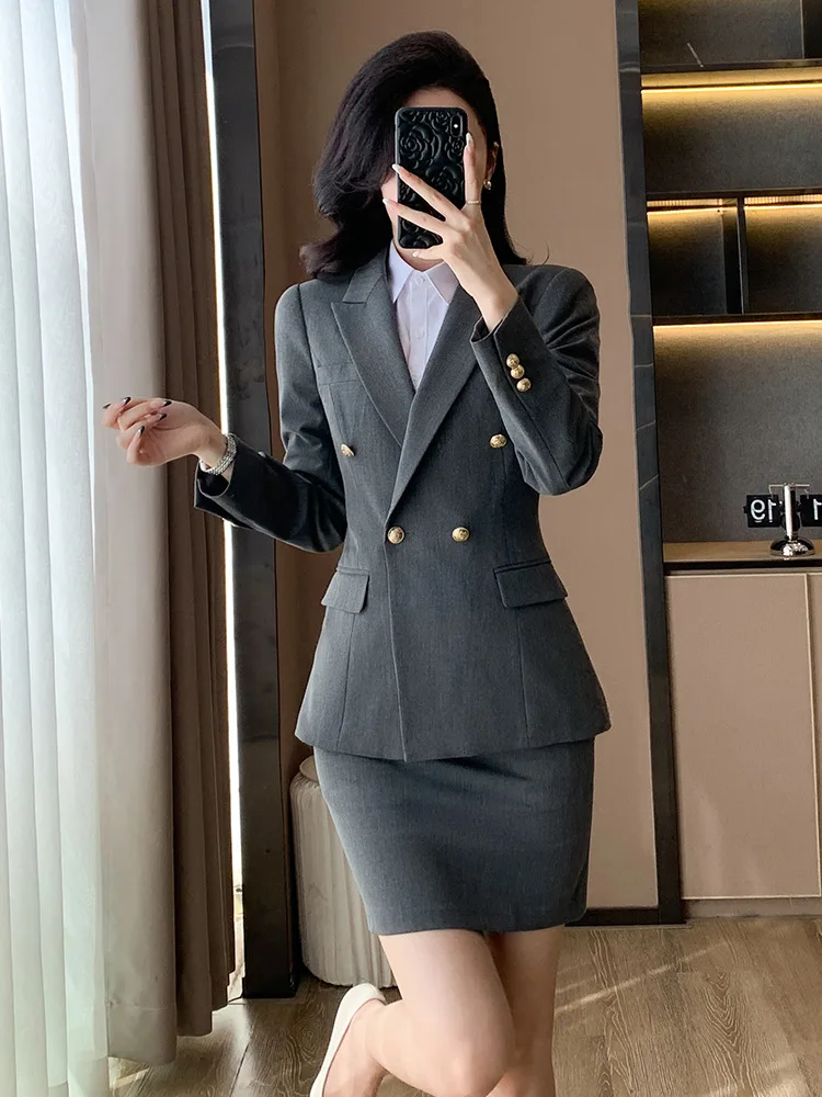 

Профессиональный женский костюм для весны и осени, новый стиль для собеседований студентов, высококачественный деловой пиджак, для работы