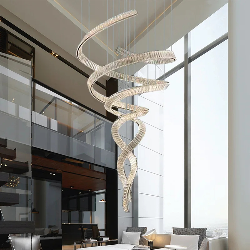 Candelabro de cristal con atmósfera de edificio dúplex, arte de lujo, luz de diseño