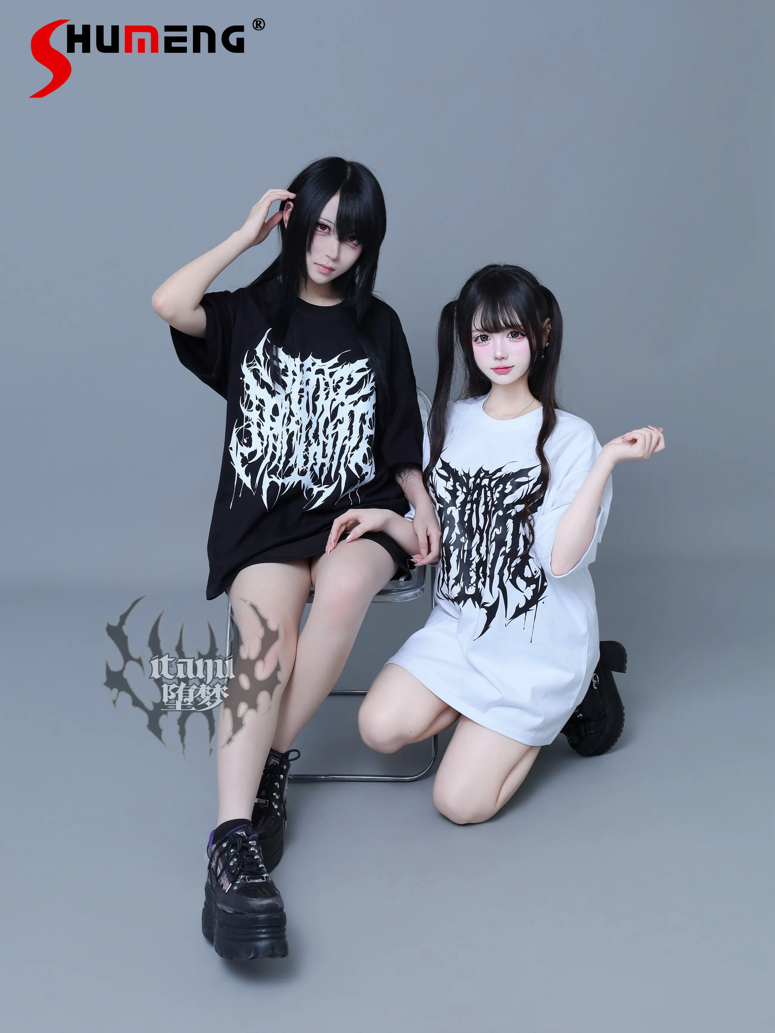 

Original Japanese Harajuku Mass-produced Gothic Girl Summer Short Sleeve Top Loose Versatile Crew Neck T-shirt Women Summer 2026