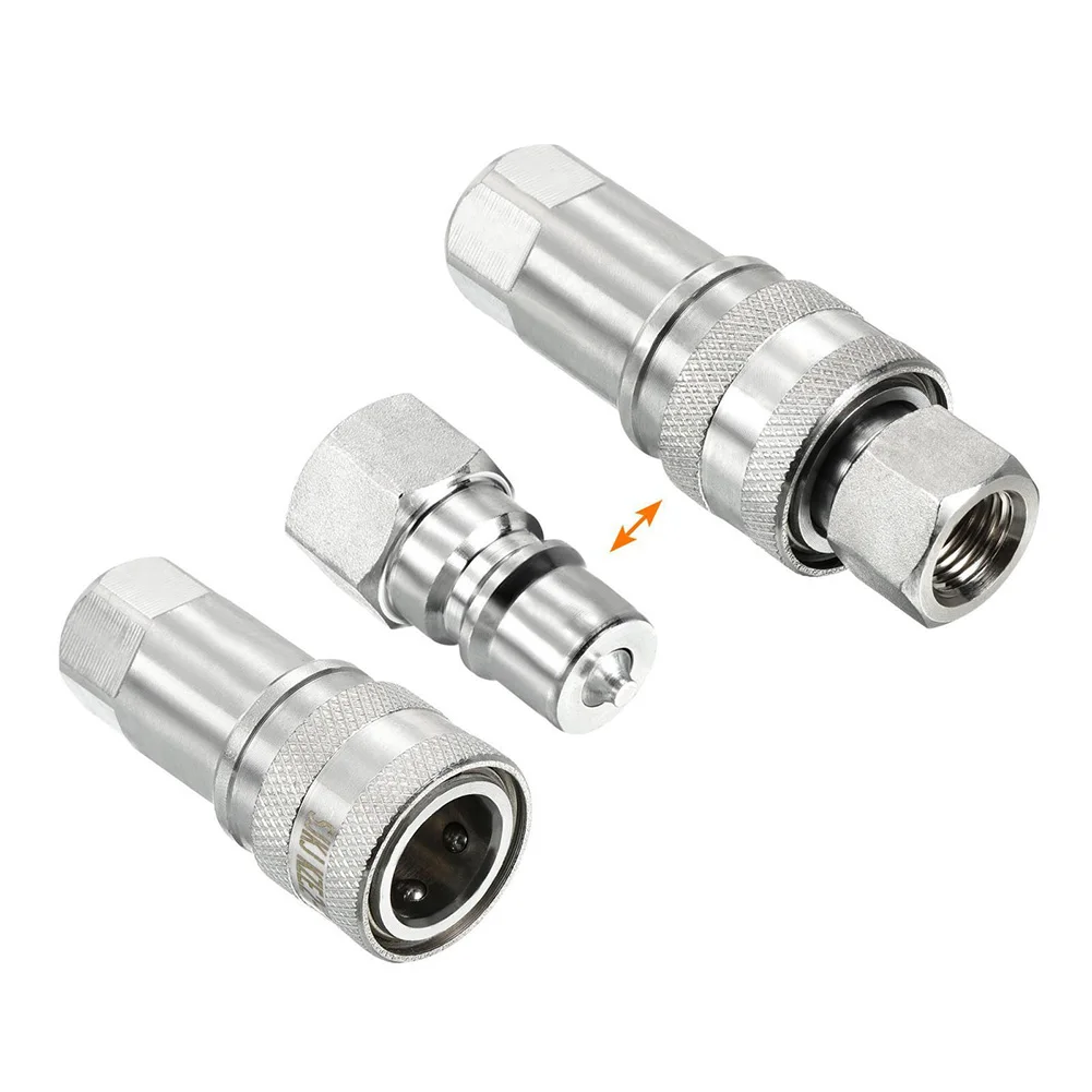 1 Set Hydraulic Quick Connect Coupler Set Carbon Steel G1/4 Female Thread Pipe Fitting High And Low Temperature Resistant