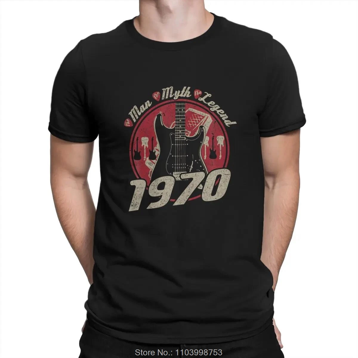 Guitar Rock Men's T-shirt Birthday 1970 Retro Individuality T Shirt Men Clothing Tops Tees Sweatshirts New Trend Tshirt