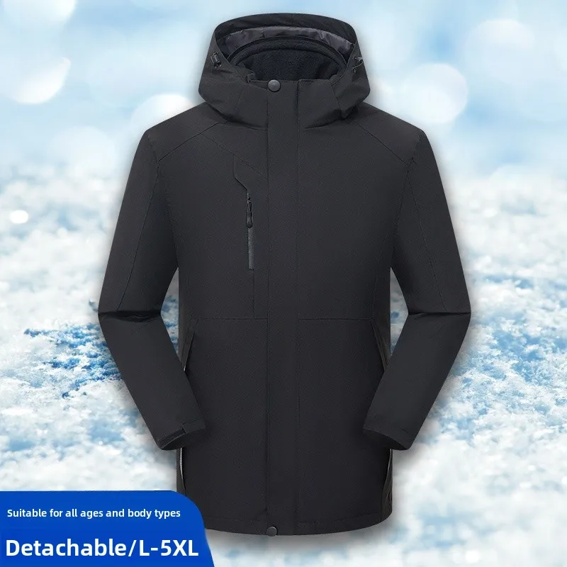 

Новый зимний уличный костюм для мужчин и женщин: утепленный, с отстегивающейся флисовой подкладкой, для альпинизма, комплект из двух предметов