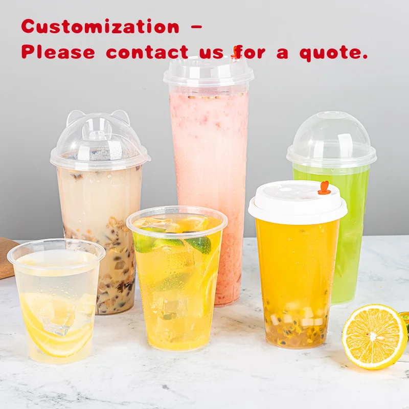 

Custom.LOKYO Food Grade Takeaway to Go Одноразовые полипропиленовые пластиковые чашки для холодных напитков Smoothie Boba Bubble Tea Cups