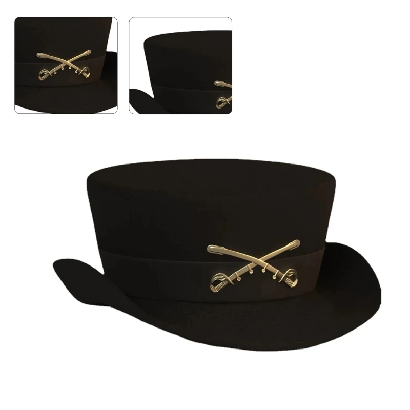 MXMB Vintage Fedora Top Hat Victorian Age Black Short Brim Top Hat Western Magician Hat for Boy Men Adults Wool