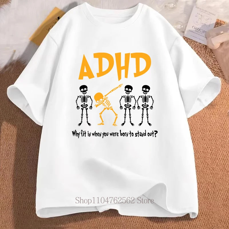 ADHD Graphic Print T-shirts Women Men Summer Casual Fashion Funny Streetwear Oversozed O-Neck Short Sleeve Tops T-shirts
