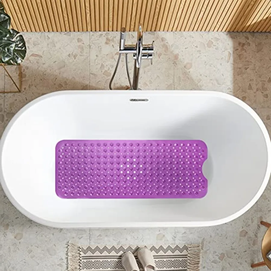 Baby Bath Mat Non Slip Extra Long Bathtub Mat for 40 X 16 Inch - Eco Friendly Bath Tub Mat with 200 Big Suction Cups, Machine W