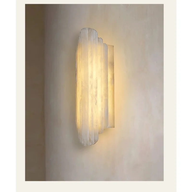 مصباح حائط رخامي فاخر حديث، مصباح تزيين غرفة المعيشة الفرنسي في العصور الوسطى، مصمم مدخل بسيط، مصباح بجانب السرير لغرفة النوم #6