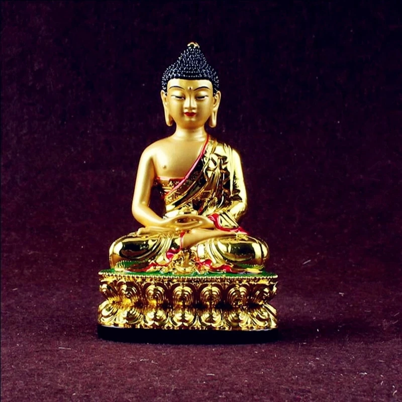 

Solemn refined Hand-painted resin gold Buddha statue Pharmacist Buddha Amitabha Sakyamuni Buddhist Sambo free ship