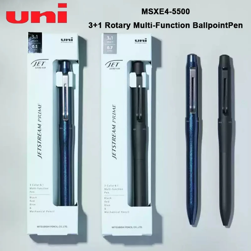 Uni Luxury Metal Pen Jetstream Prime 4 in 1 Rotary Brass Aluminum Rod Rollball Gel Pens Mechanical Pencil Executive Writing Tool