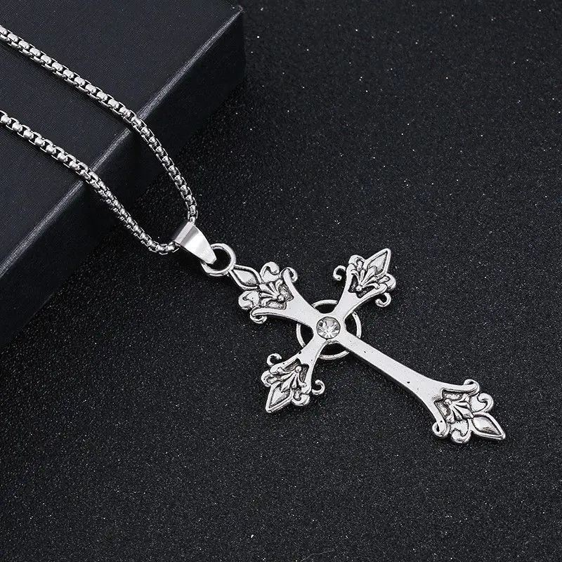 

Stainless Steel Cross Necklace Silvery For Women&Men Classics Clavicle Charm Jewelry 2025