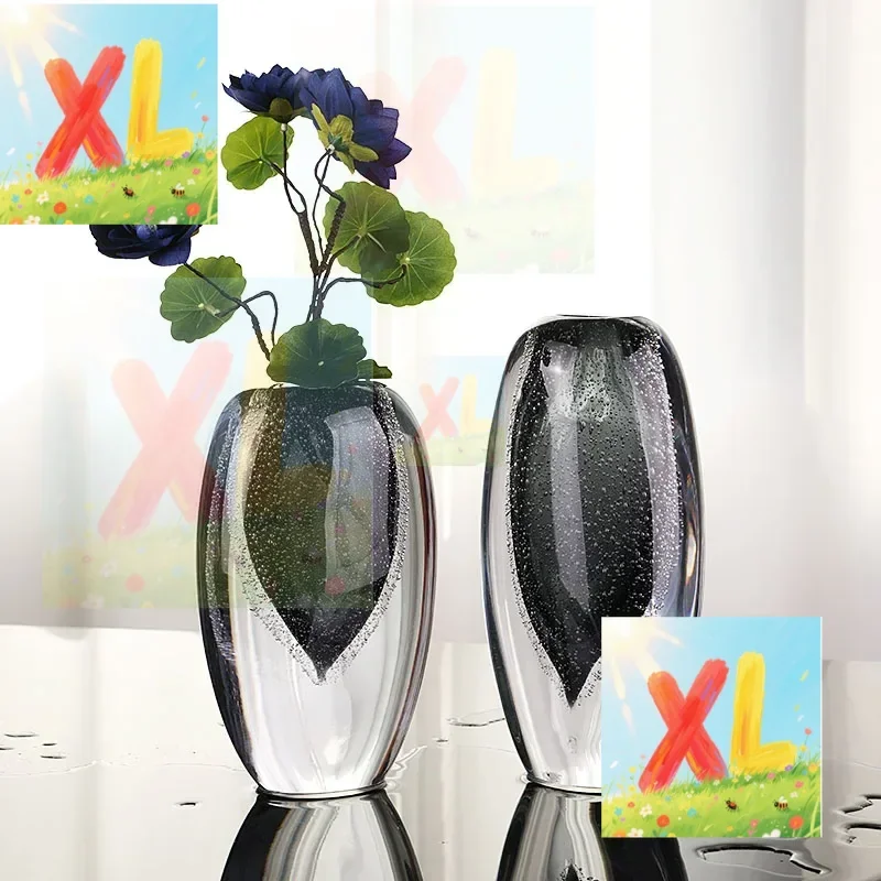 

Modern minimalist art glazed glass vase light luxury living room desktop creative flower arrangement model room soft decoration