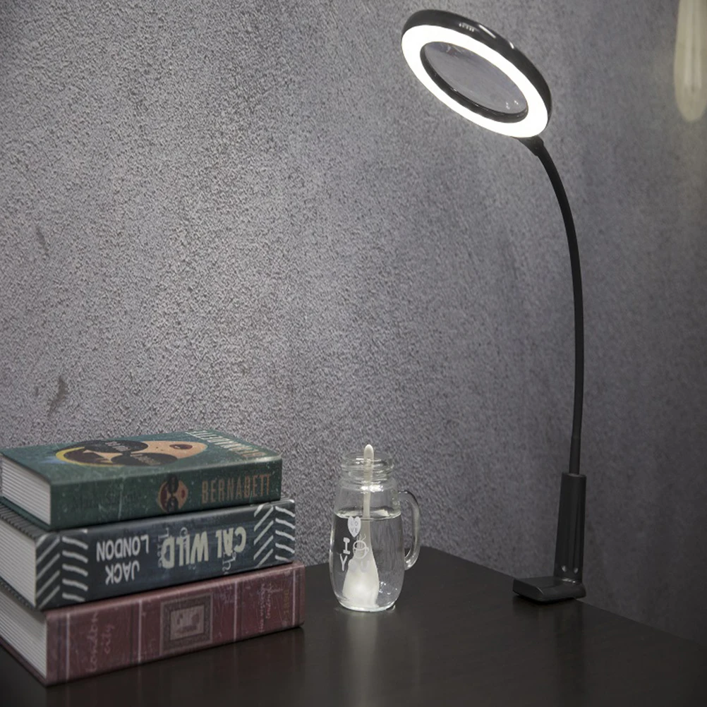 

LED Desk Lamp Magnifying Glass Light Clip Soft No Glare Eye Strain Reading Book Sewing Knitting Jewelry Repair Electronics