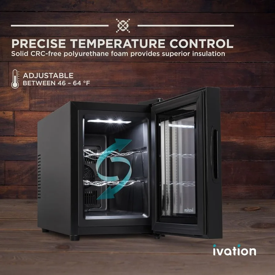 Refroidisseur de vin thermoélectrique horizontal de 6 bouteilles de qualité supérieure avec contrôle numérique de la température, comptoir autoportant, vin rouge blanc