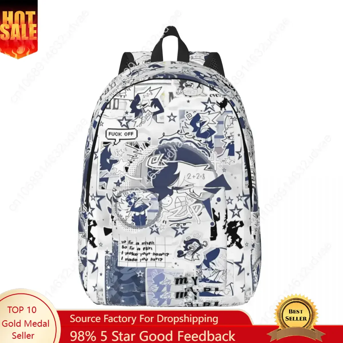 

Fundamental Paper Education Zip Backpack for Men Women Teenage Student Business Daypack Cartoon Game College Canvas Bags Sports