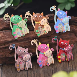 Fashion Multicolor Cat Shape Brooches for Women Accessories Girls New Trendy Drip Oil Brooch Pin Daily Party Prom Jewelry Gift