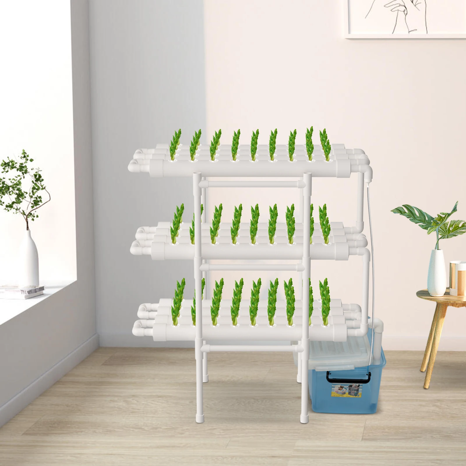 Système de culture hydroponique à 3 niveaux, 108 niveaux, Kit de jardin Vertical NFT en PVC pour laitue aux herbes, utilisation intérieure et extérieure sans sol