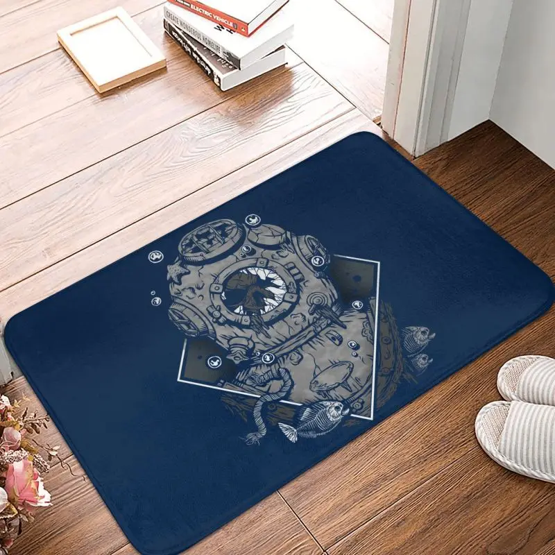 Personalized Scuba Diving Skull Doormat Mat Anti-Slip Occult Forgetfulness Bath Kitchen Bedroom Rug Carpet 40*60cm