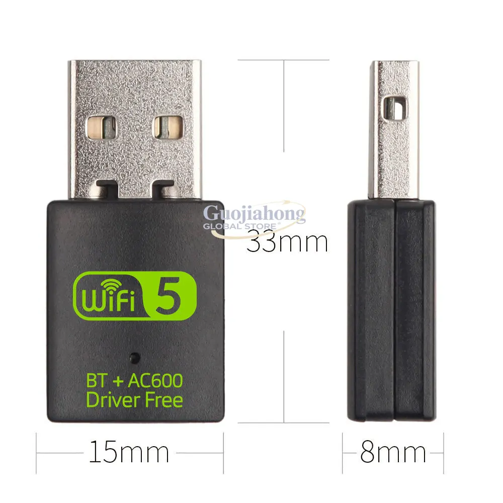 

Двухдиапазонная беспроводная сетевая карта 600 Мбит/с без драйверов, USB-адаптер Wi-Fi+Bluetooth 2-в-1, подключи и работай
