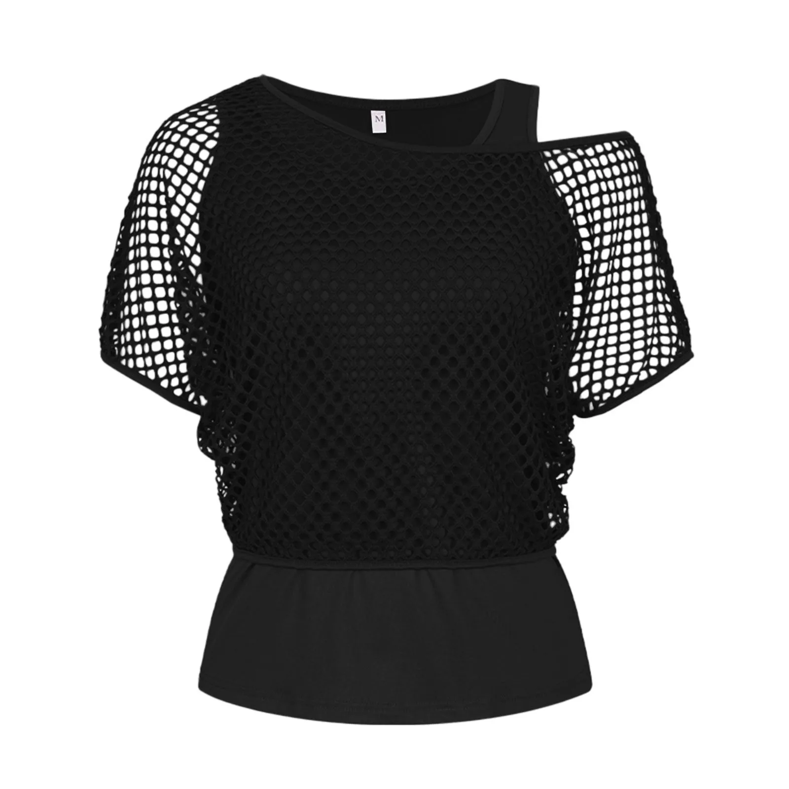 Hollow Out Fishnet T-Shirt Women Summer Mesh Top Off Shoulder For Women Beach Party Wear Y2k Clothes Streetwear T Shirt