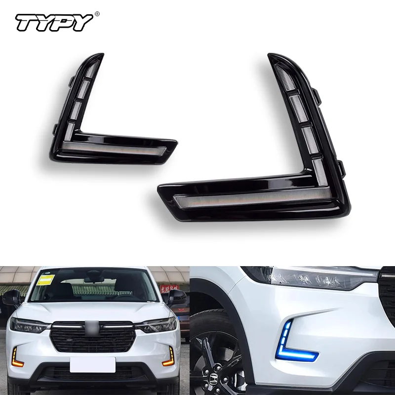 

TYPY для Honda HRV HR-V 2023 2024, светодиодные DRL дневные ходовые огни, дневные фары, динамический указатель поворота, противотуманные фары, белый, желтый, синий